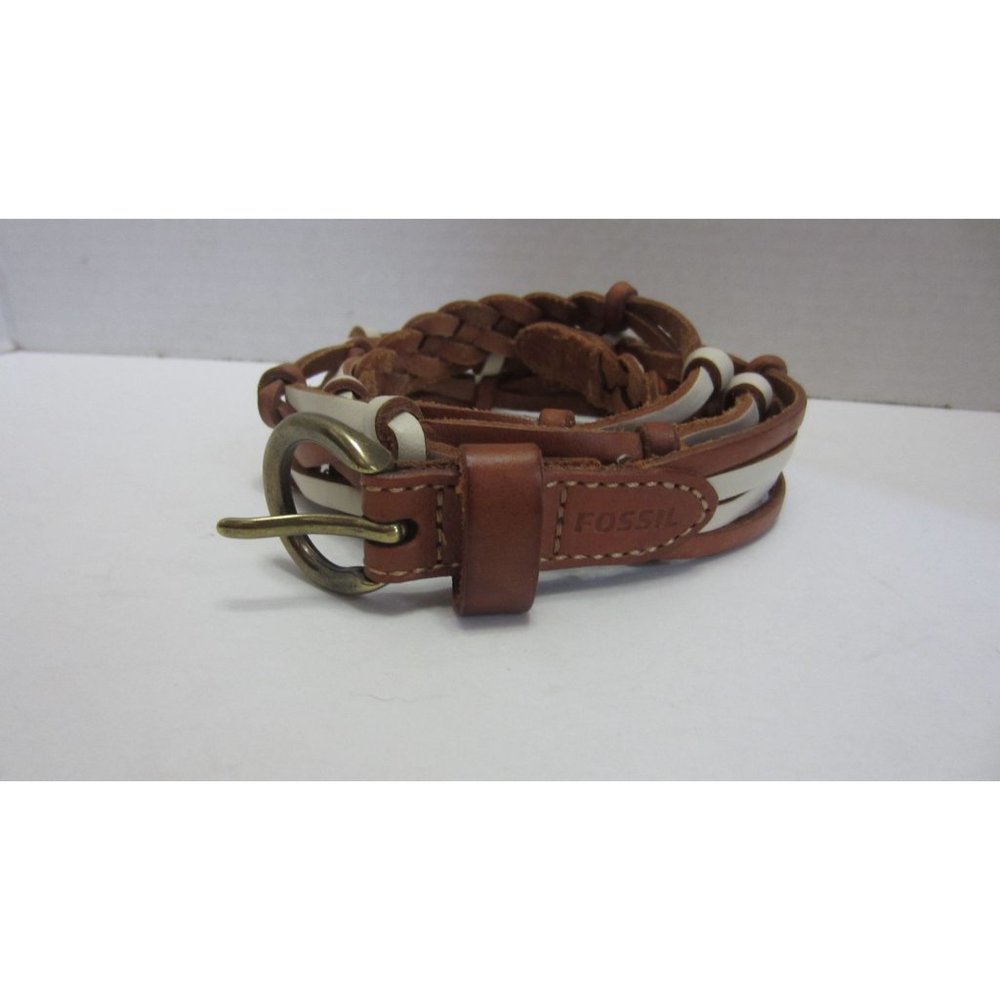 Fossil Large Leather Braided Multicolored Boho Belt